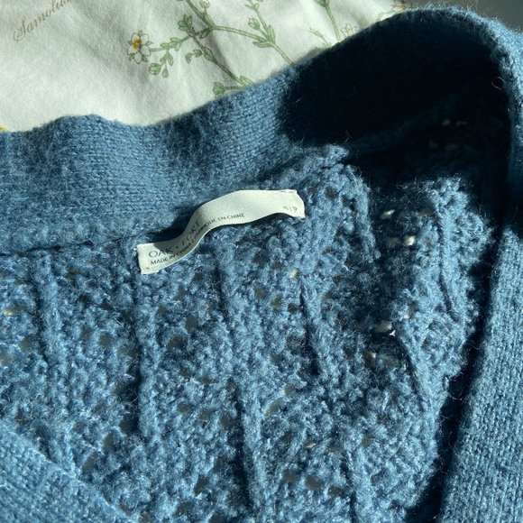 OAK + FORT blue crop knit button cardigan - Picture 3 of 3